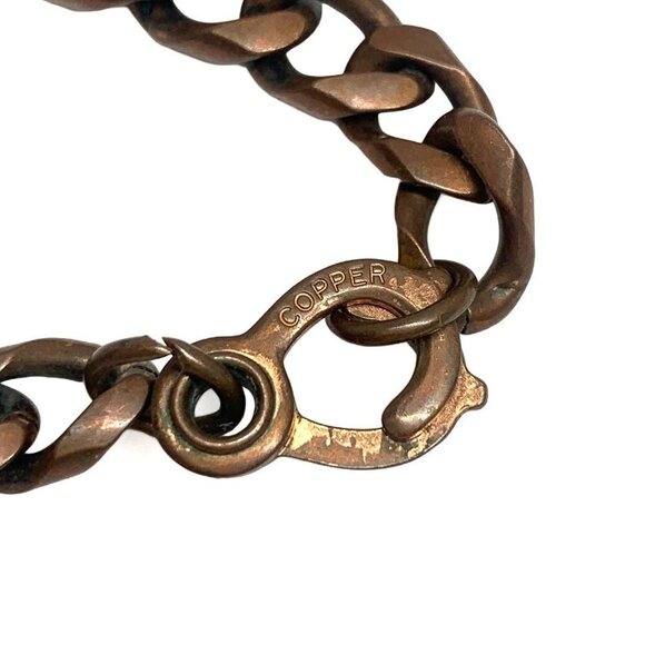 Vintage Solid Copper Marked Curb Link Chain Bracelet 7.5"L - Picture 3 of 4